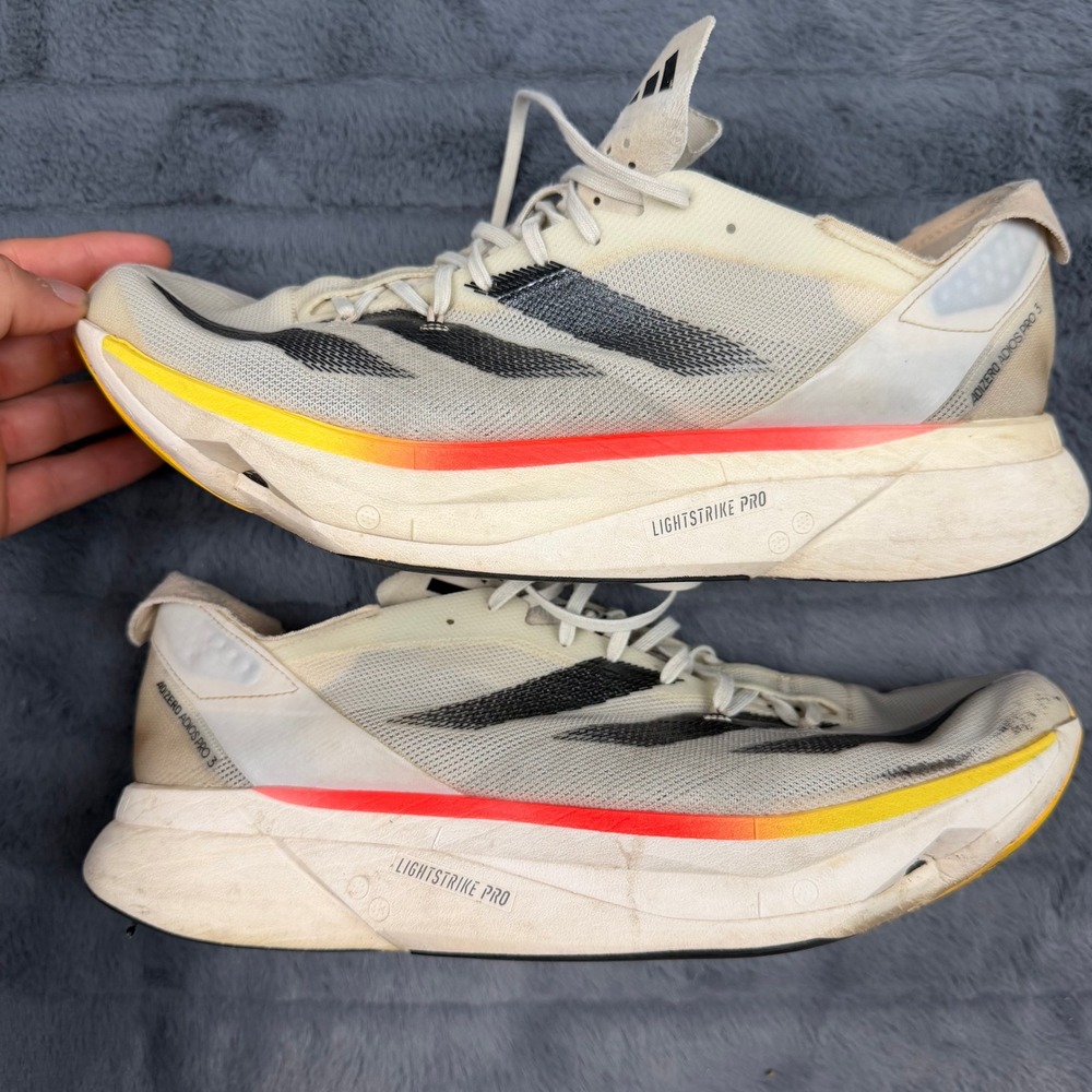 Adidas Adizero Adios Pro 3 Mens Running Shoes Ivory Solar Red IG6442 Size 10.5